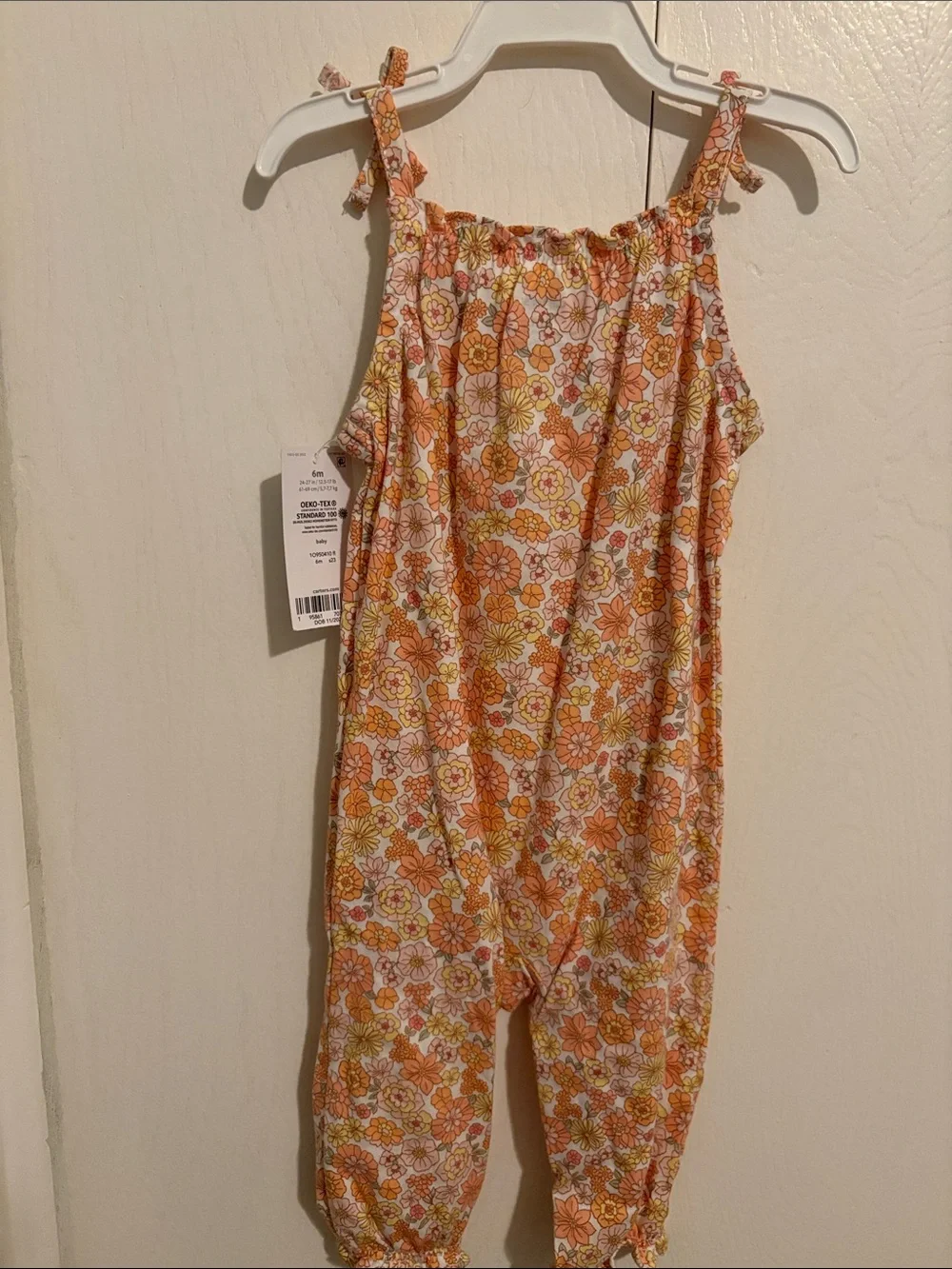 Carter's Orange and Yellow Floral Smocked Romper
